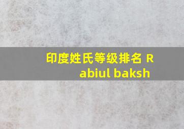 印度姓氏等级排名 Rabiul baksh